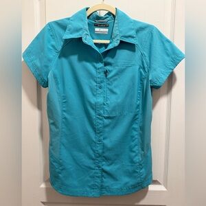 Columbia Teal Omni-Shade Short Sleeve Shirt Women’s Button Down